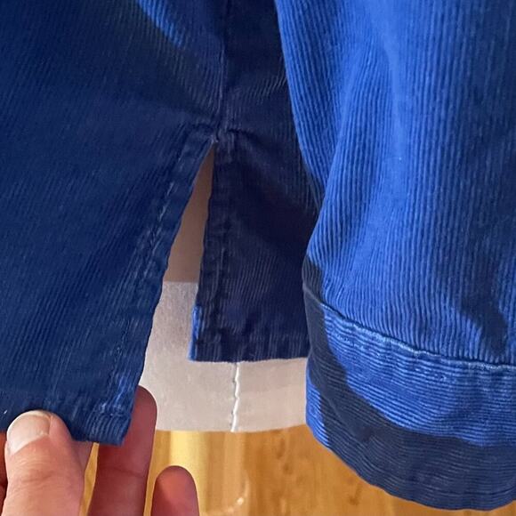 Quacker Factory Blue Corduroy Embroidered Button Down Shirt, Apple Print, Size S - Picture 8 of 13